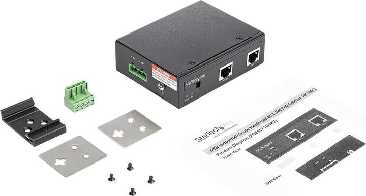 Actual product image StarTech Industrial Gigabit PoE Splitter - 90W High Speed Power-over-Etherne (1 portion)