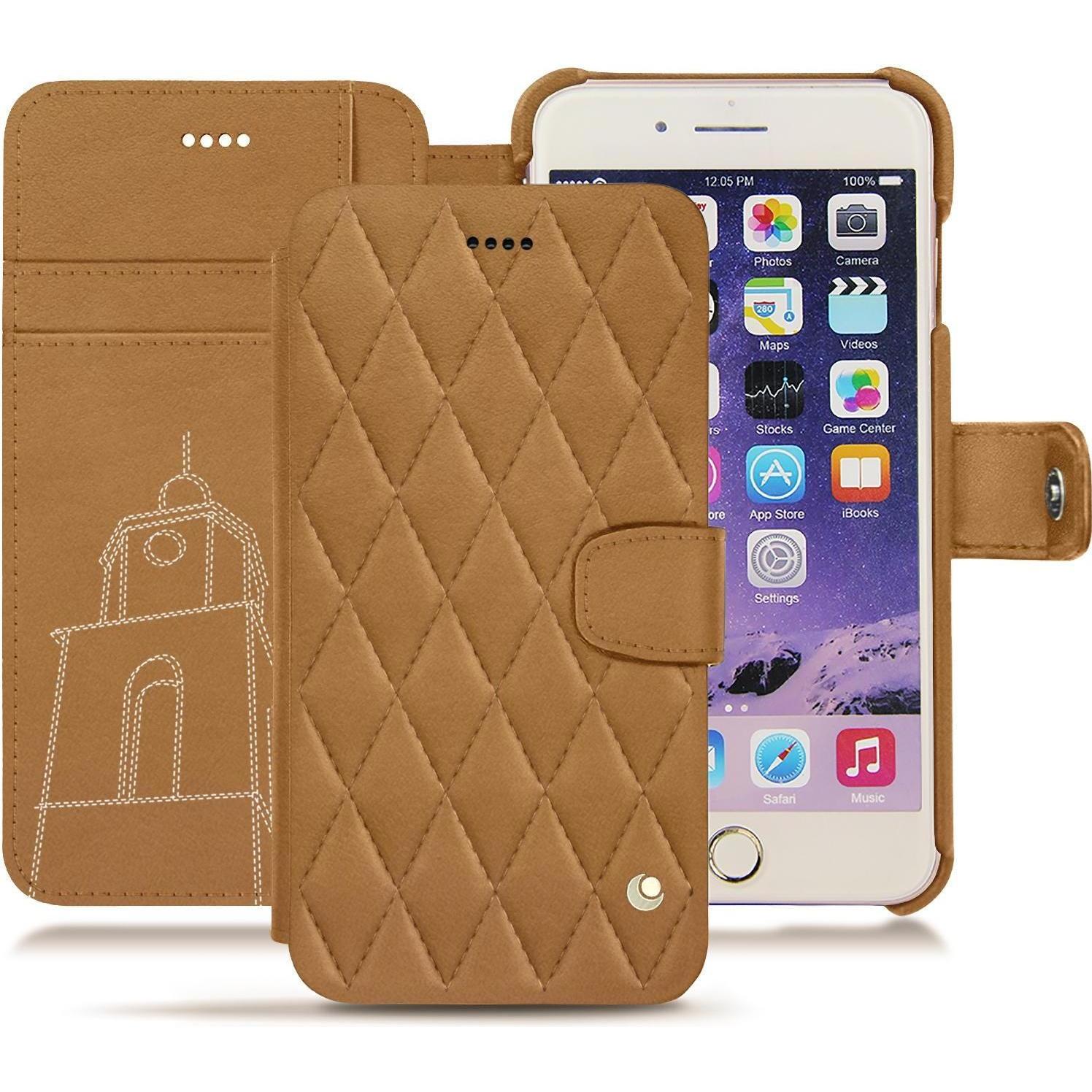 Noreve Lederschutzhülle Wallet (Apple iPhone 7 Plus), Smartphone Hülle, Braun