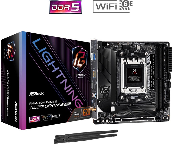 Produktbild AsRock A620I Lightning WiFi (AM5, AMD A620, Mini-ITX)