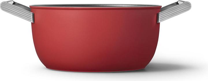 Actual product image Smeg CKFC2411RDM Casserole Ø 24 cm with glass lid, 2 handles, red (24 cm, Casserole + Stewpot, Aluminium, Stainless steel)
