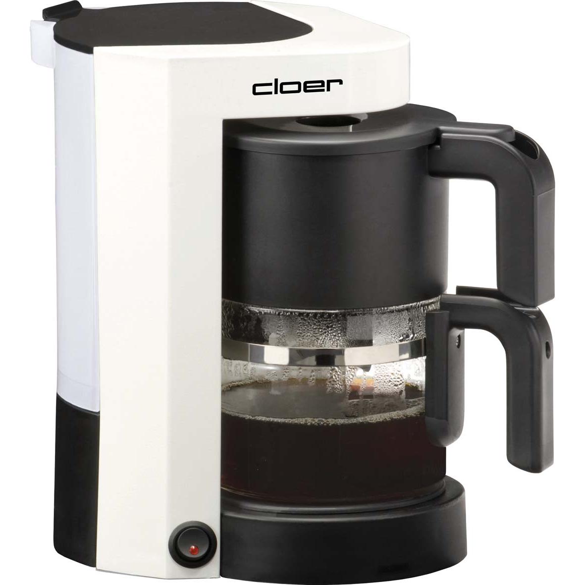 Cloer 5981 Filterkaffee-Automat mit Warmhaltefunktion / 800 W / 5 Tassen / Filtergrösse 1x2, Filterkaffeemaschine, Weiss
