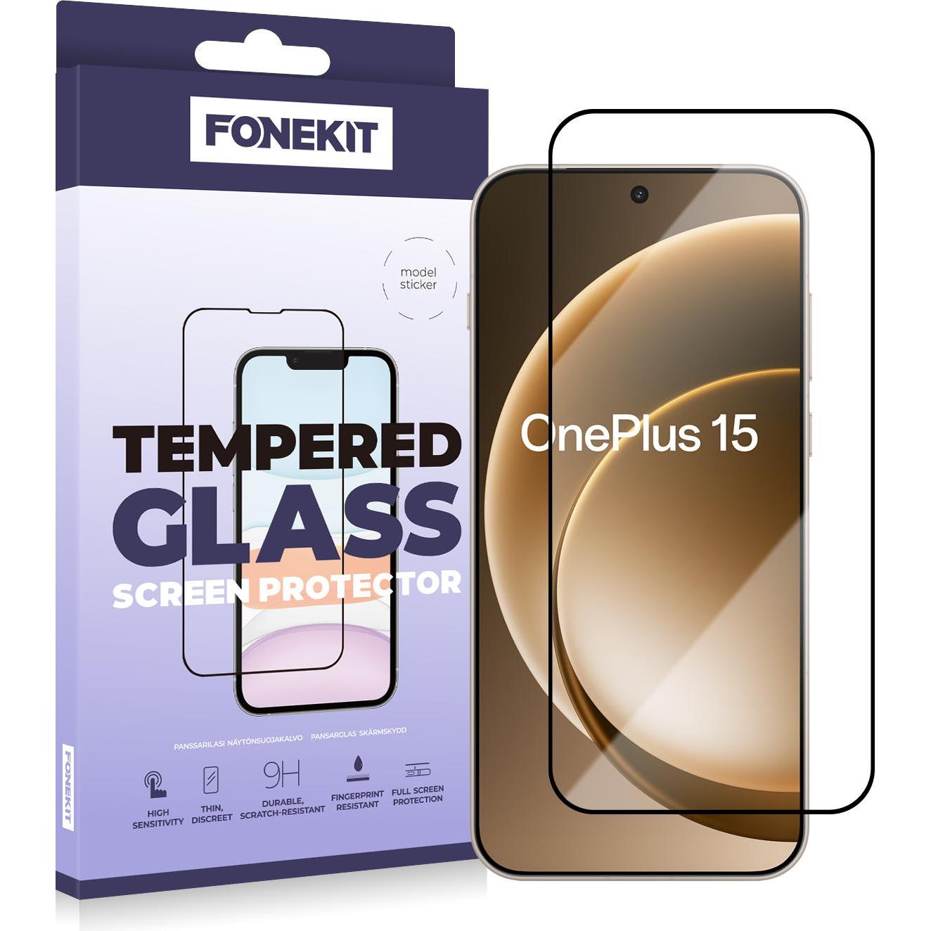 FoneKit Full Cover Tempered Glass, OnePlus 15, Pellicola protettiva smartphone, Trasparente