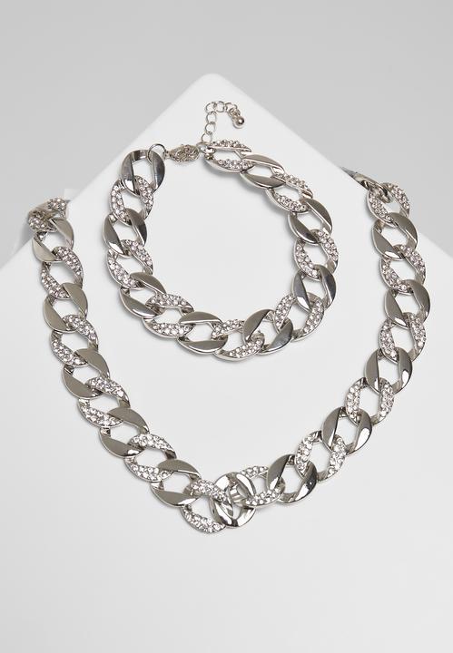 Produktbild Urban Classics Basic Diamond Necklace And Bracelet Set (Glas, Zink Legierung)