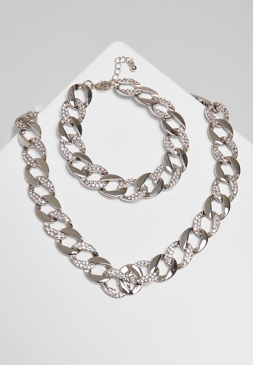 Produktbild Urban Classics Basic Diamond Necklace And Bracelet Set (100% Zink)