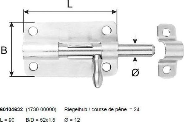 Image du produit Saner Boulon coulissant en acier chromé (Barre de couche)