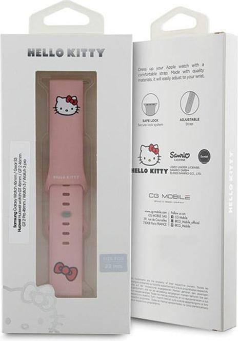 Produktbild Hello Kitty Pasek Uniwersalny HKUWLSCHBLP Silicone Kitty Head różowy/pink strap 22mm (22 mm, Silikon, Edelstahl)