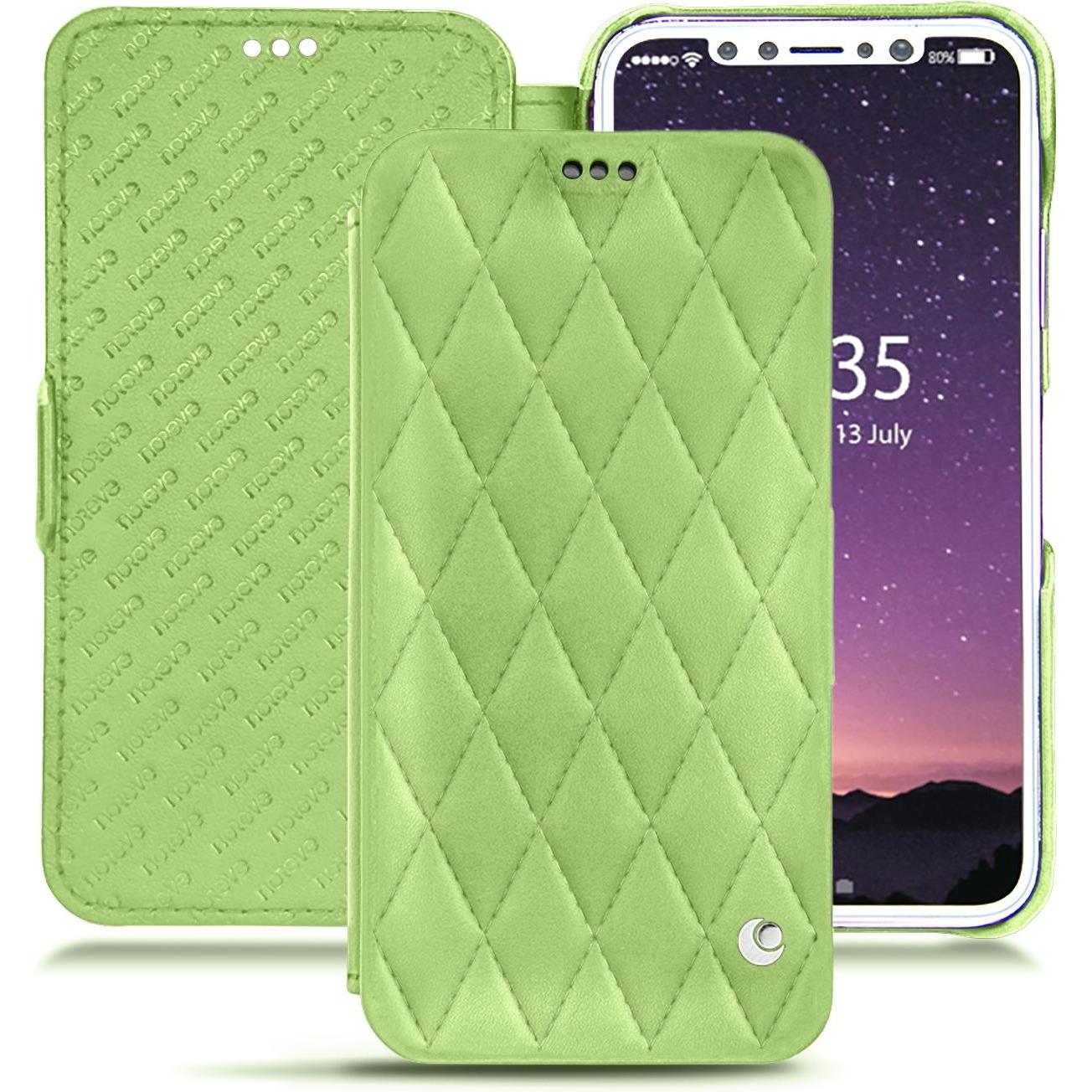 Noreve Lederschutzhülle horizontal (Apple iPhone X), Smartphone Hülle, Grün