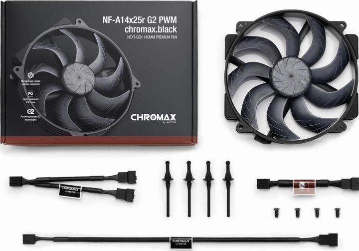 Actual product image Noctua NF-A14x25r G2 PWM chromax.black Gehuselfter 140 mm (140 mm, 1x)
