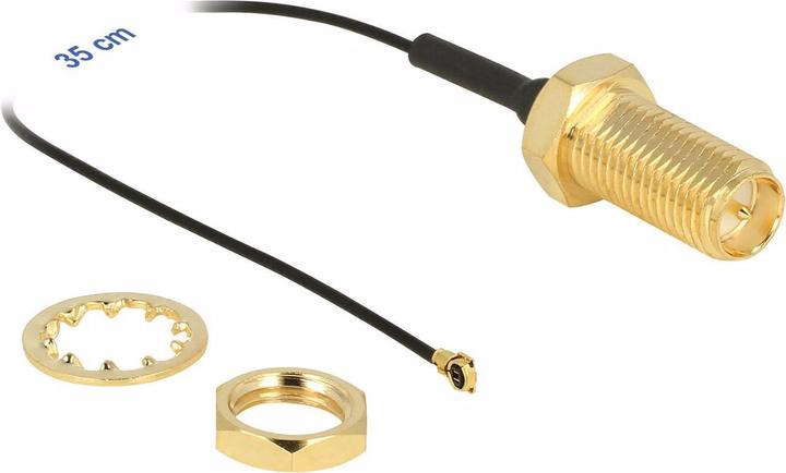 Actual product image Delock Antenna cable RP-SMA to MHF-4, 35cm, for installation (Antenna cable)