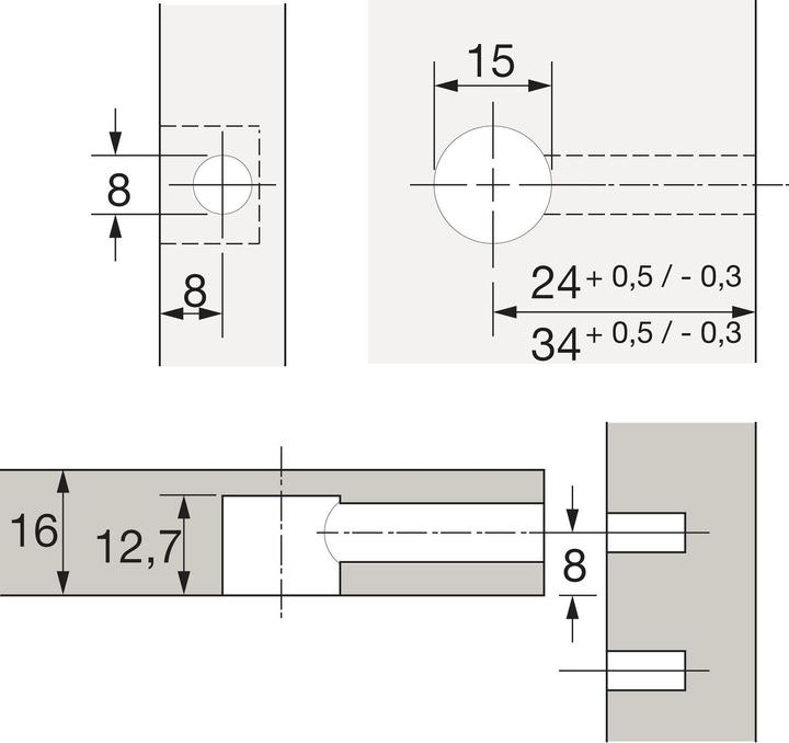 Actual product image Hettich Rastex 15 eccentric connecting fitting (Connection fitting, 1 pcs.)