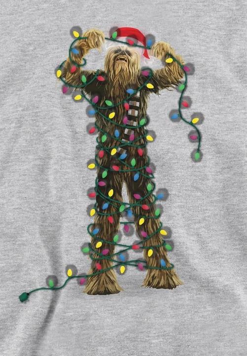 Produktbild Star Wars Christmas Chewbacca Tangled Lights Kapuzenpullover meliert (128)