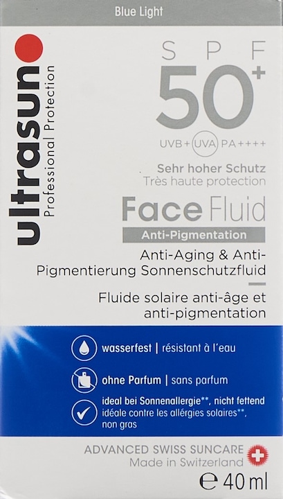Energie-Label Ultrasun Face Fluid Anti-Pigment (Sonnencreme Gesicht, SPF 50, 40 ml, 69 g)