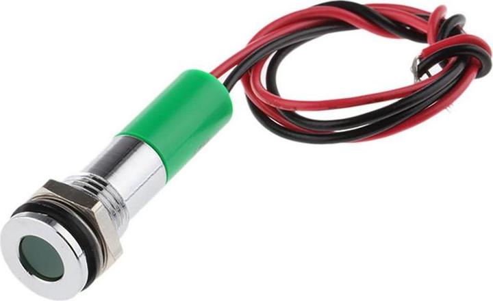 Produktbild RS PRO 8mm flush satin chr LED wires,grn 220Vac