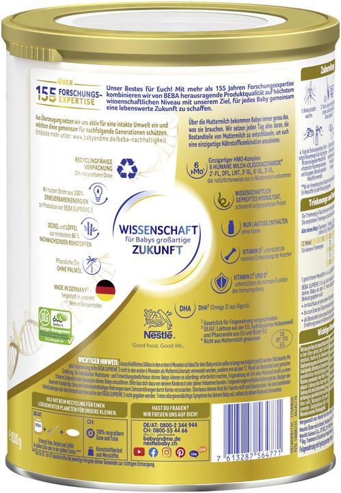 Nährwerte und Zutaten Beba Supreme 3 Plv (830 g)