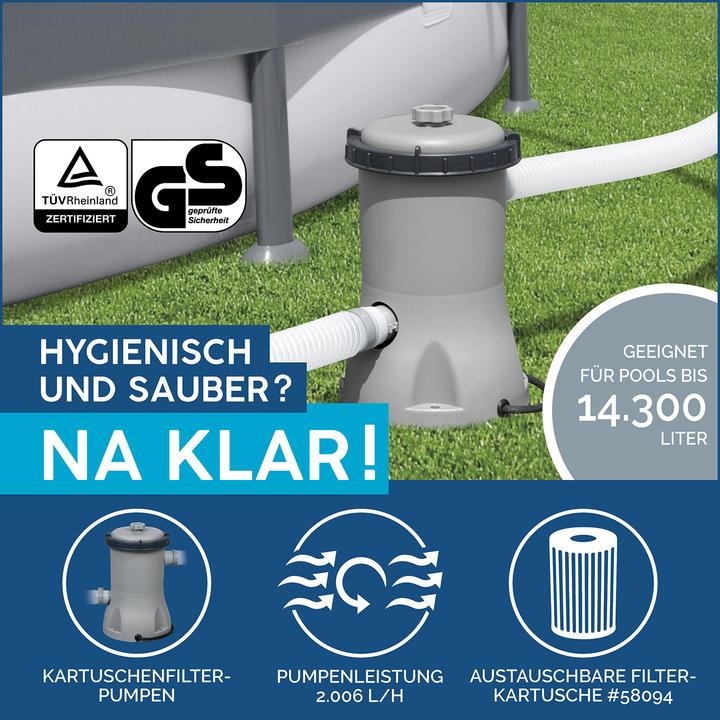 Produktbild Bestway - Fast Set - Opblaasbaar zwembad inclusief filterpomp - 457x84 cm - Paradijsprint - Rond (457 x 84 cm)
