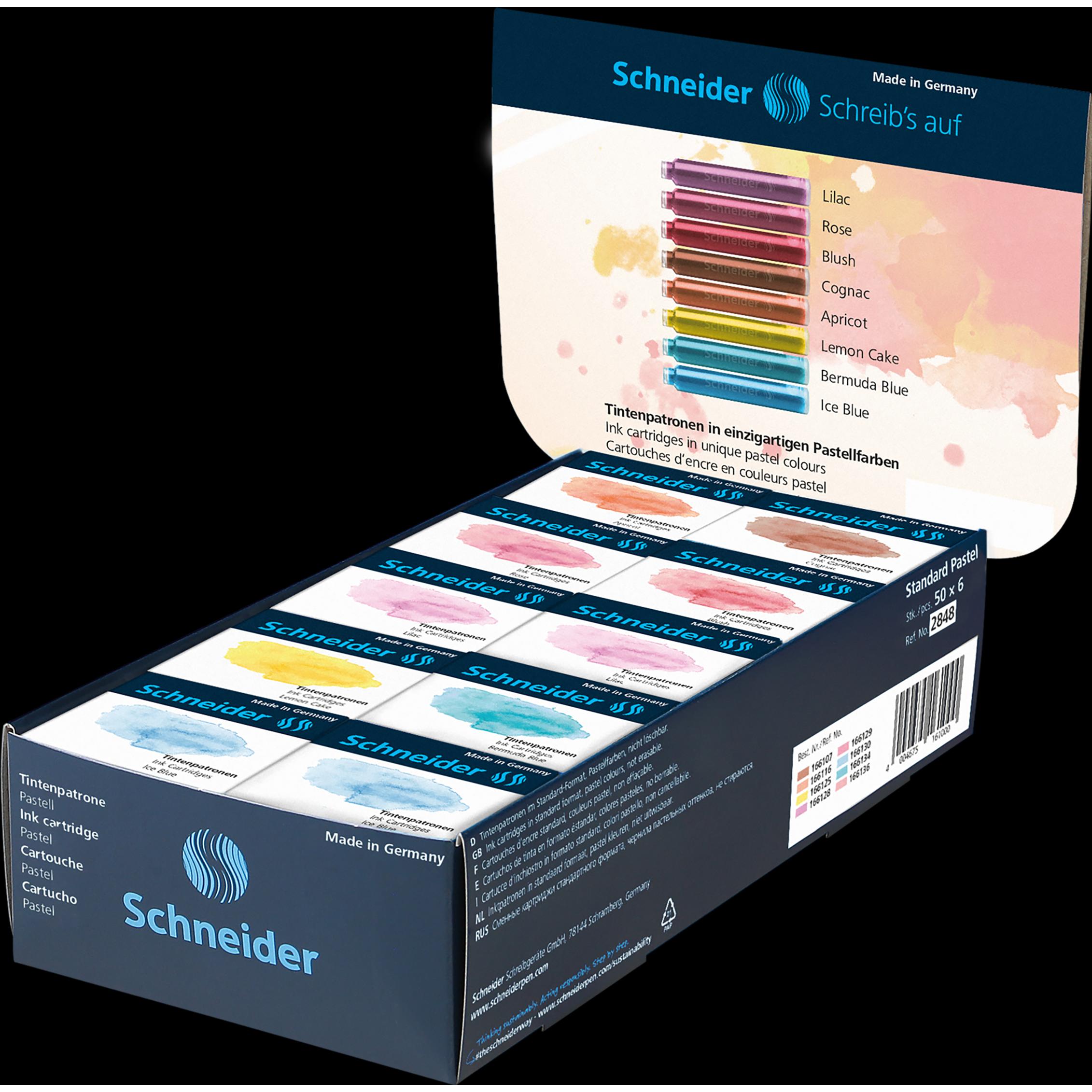 Schneider, Ersatzpatrone, Display Tintenpatronen Pastell (Gelmine)