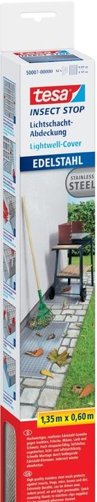 Produktbild tesa Insektenschutz Lichtschachtgitter aus Edelstahl, für Keller Fenstergitter, rostfrei (60 x 135 cm)