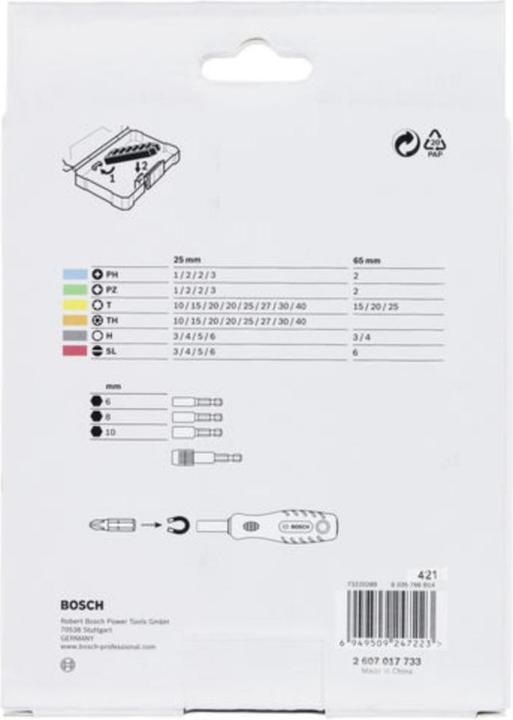 Actual product image Bosch Professional Bit Set Extra Hard 44+1 (Allen screw, Cross Phillips PH, Cross Pozidriv PZ, Hexagon socket TX)