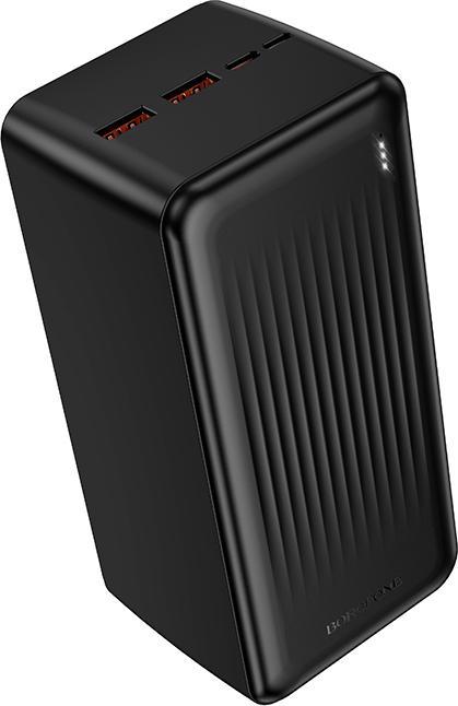 Borofone Powerbank 50000mAh BJ80C Clever - 2xUSB + Typ C - QC 3.0 22,5W PD 20W schwarz (50000000 mAh, 22.50 W, 185 Wh)