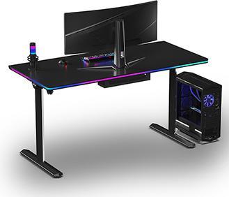Actual product image Ultradesk Gaming-Tisch QUEST, 140x70cm, 72-120cm, schwarz-schwarz