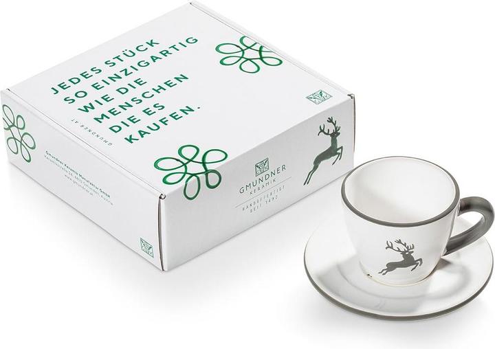 Set Tazza Gourmet Gmundner 0319stes01set - Grigio Hirsch (Cervo) - Fatto A Mano In Austria, Lavabile In Lavastoviglie
