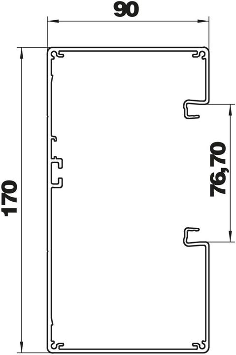 Actual product image OBO Bettermann OBO GA-A90170EL Device installation duct asymm. 90x170x2000 Alu EL (200 cm)