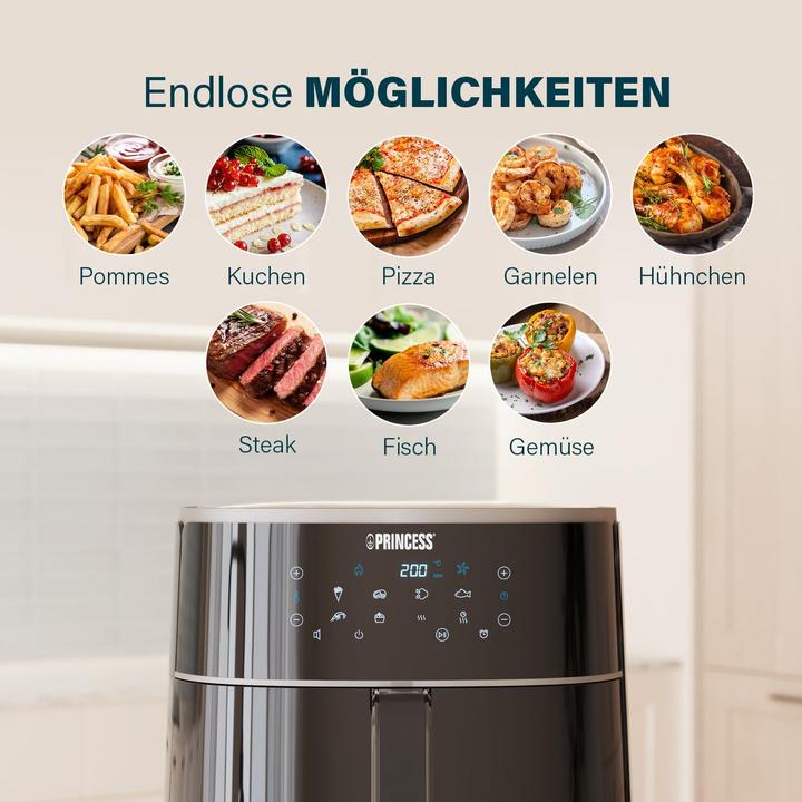 Produktbild Princess 01.182244.01.001 Fritteuse Single 6 L Unabhängig 1500 W Heissluftfritteuse Schwarz