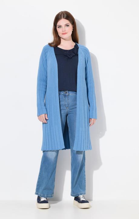 Immagine prodotto Ulla Popken Cardigan lungo con lavorazione mista in cotone biologico con scollo a V (50, 52)