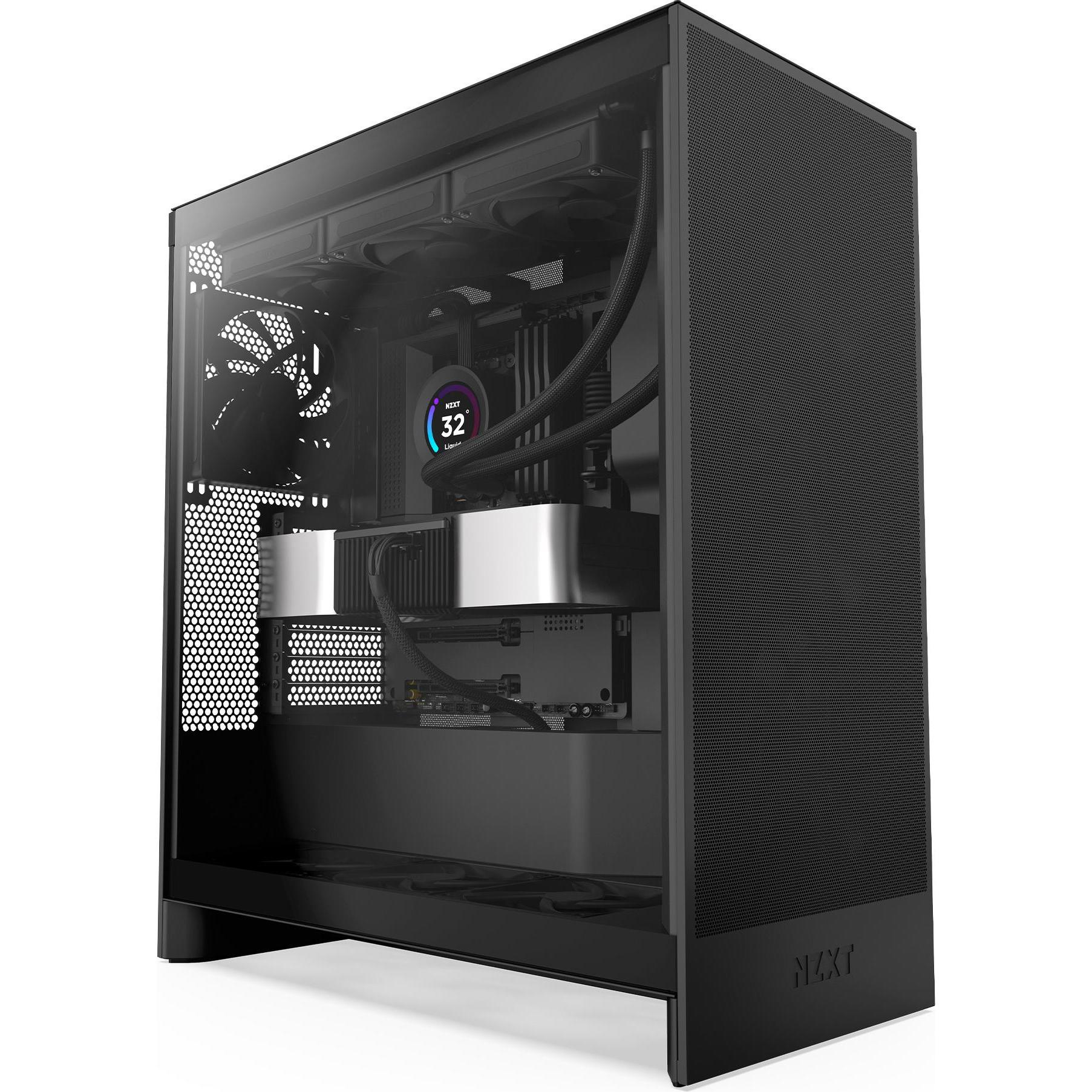 NZXT H7 Flow (2024) Mid-Tower Case Black (ATX, Mini-ITX, mATX, E-ATX), PC Gehäuse, Schwarz