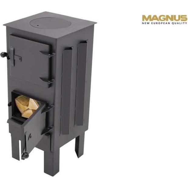 Markone, Cheminée extérieure, Magnus Poêle à bois avec briques réfractaires GT5 noir Four pour atelier