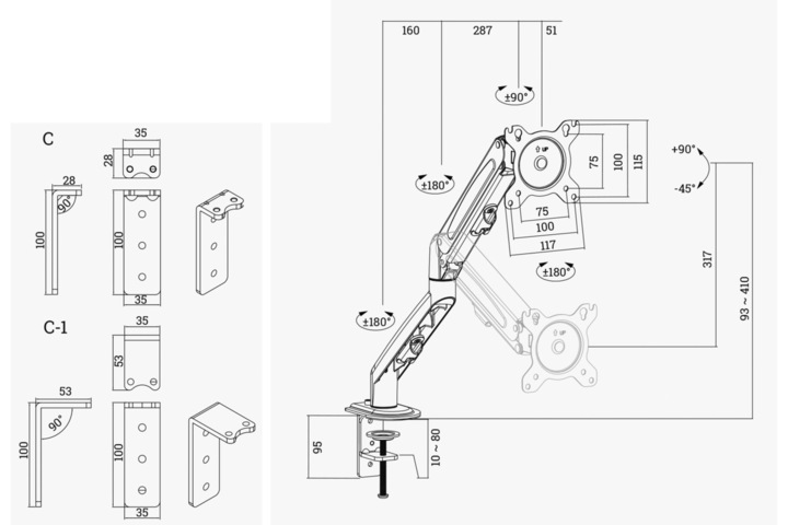 Immagine prodotto OK-Line Braccio per monitor (Tavolo, 32.01")