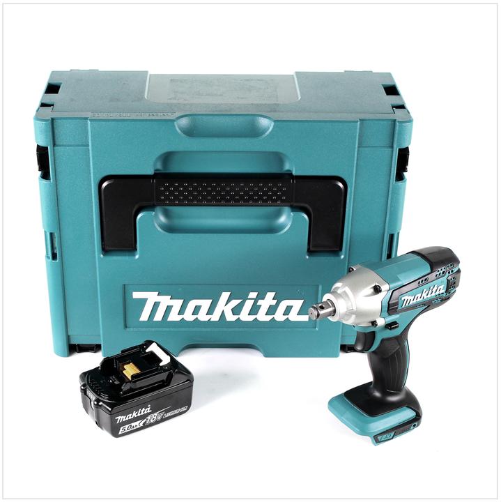 Actual product image Makita DTW 190 T1J 18V Li-Ion cordless impact wrench in Makpac - with 1x BL 1850 5.0 Ah battery, without (Rechargeable battery operated)