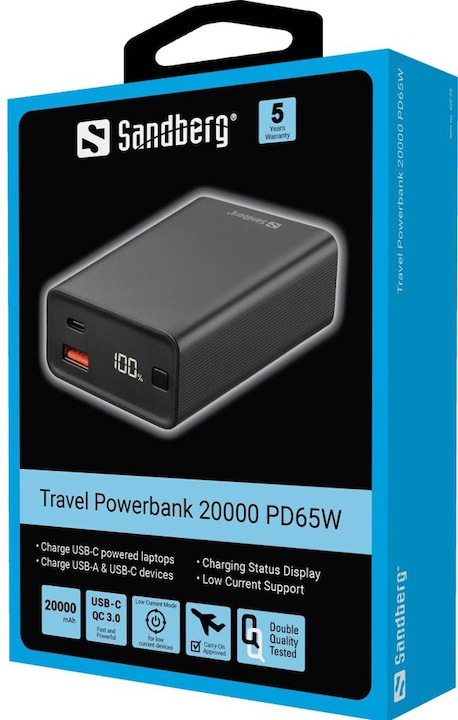 Produktbild Sandberg Travel Charger (20000 mAh, 65 W, 77 Wh)