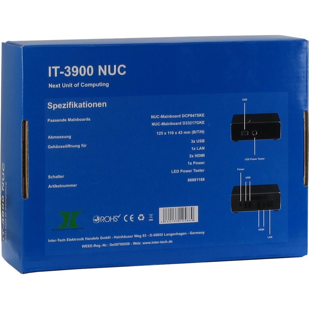 Intertech IT-3900 NUC - USFF - UCFF - Netzteil 60 Watt (UCFF), PC Gehäuse, Schwarz