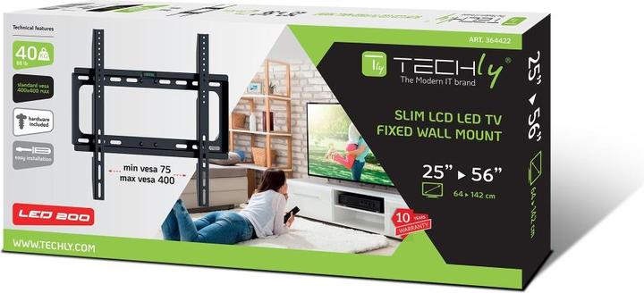 Produktbild Techly Feste Halterung-LED/LCD-25-56""-schwarz Halterung mit schlankem Design, ermöglicht einen Abstand von (Wand, 40 kg, 25" - 56")