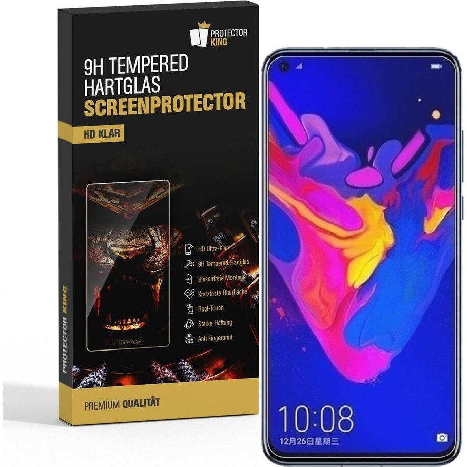 Protectorking 3x echtes Tempered 9H Panzerhartglas 3D KLAR (3 Stück, Honor View 20), Smartphone Schutzfolie, Transparent
