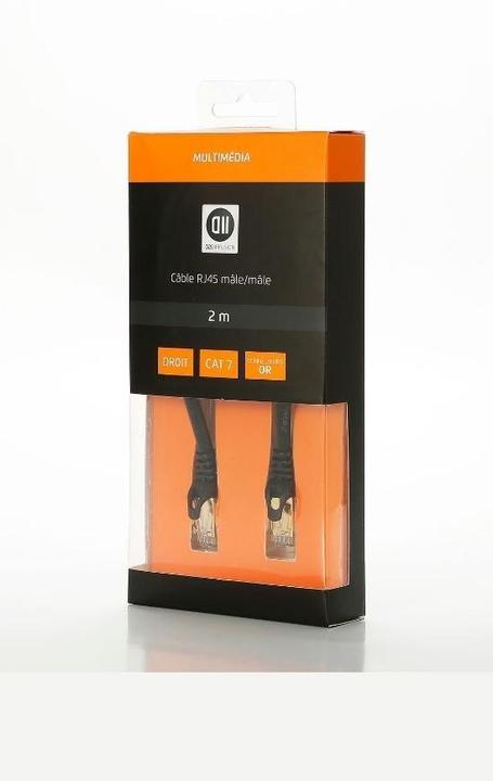 Image du produit D2 Diffusion C ble RJ45 droit couleur noir - 2m S/STP Cat 7 avec snagless et connecteurs en o (S/FTP, CAT7, 2 m)