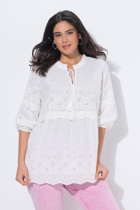 Immagine prodotto Ulla Popken Blusa Boho con ruche/pizzo, collo alto e maniche lunghe (62)