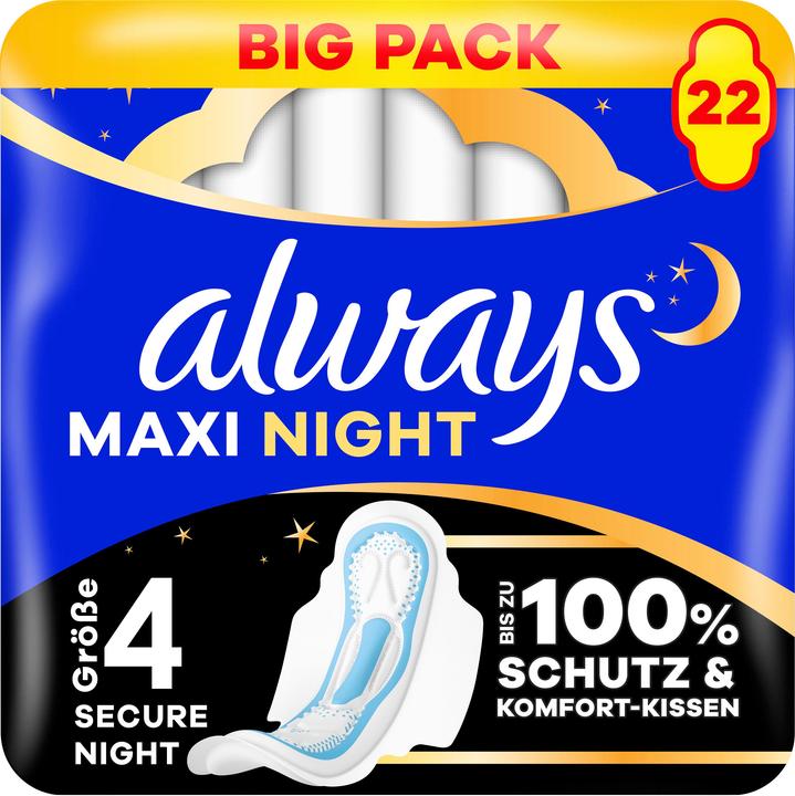 Actual product image Always Maxi Binde Night mit Flügeln BigPack 22 Damenbinde 22 Stück (22x)