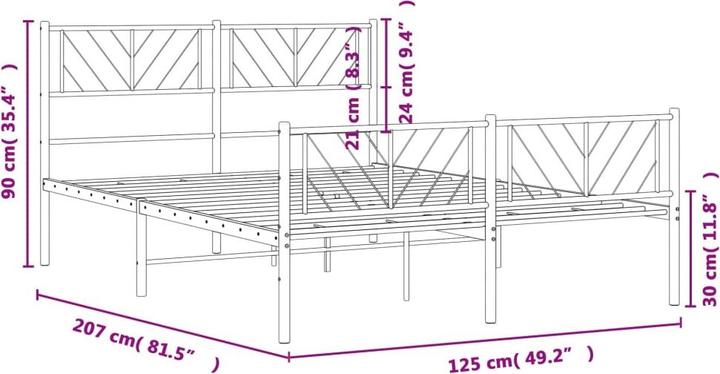 Produktbild vidaXL Metall Bettgestell (120 x 200 cm)