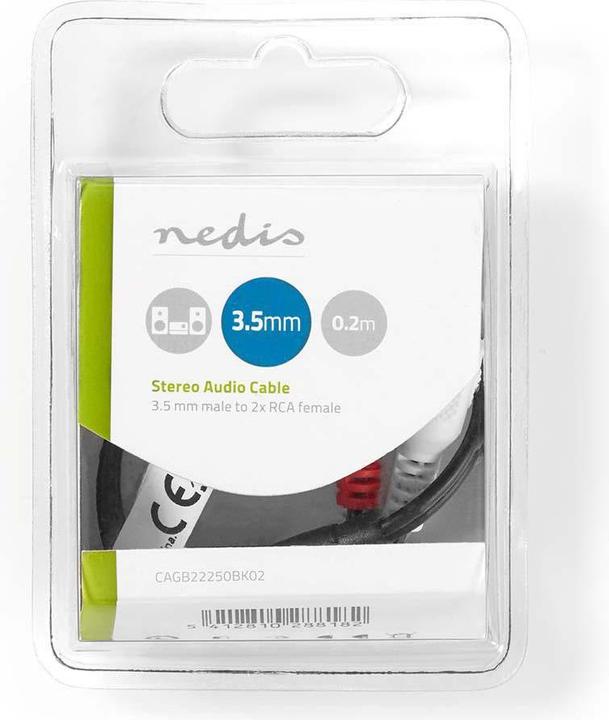 Produktbild Nedis Stereo-Audiokabel, 3,5 mm, 2X Cinch-Buchse (0.20 m, Cinch Kabel)