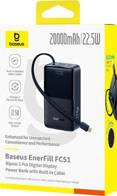 Actual product image Baseus EnerFill FC51 Bipow2 Pro Power Bank 22,5W 20000mAh (20000 mAh, 22.50 W)