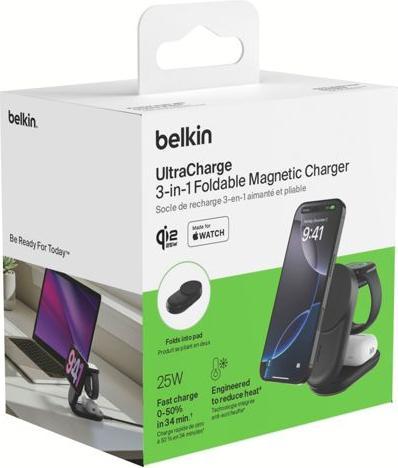 Produktbild Belkin UltraCharge 25 Watt Qi2 Magnetic 3-in-1 Ladestation (25 W)