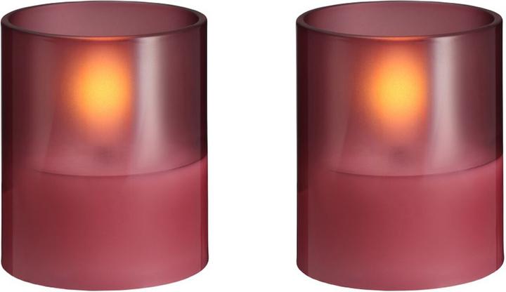 Moods & More LED glazen kaars - Hurricane - Vintage Rose - 47x57 mm - 2 stuks (2x)