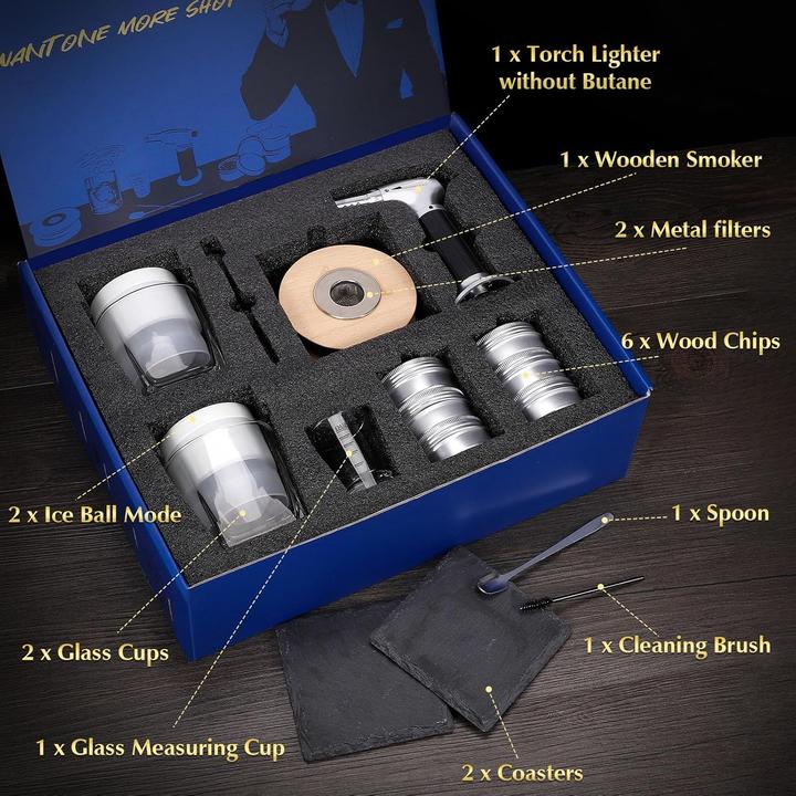 Immagine prodotto Cwlakon Cocktail Smoker Kit mit 6 Holzchips und Taschenlampe (Set da cocktail)