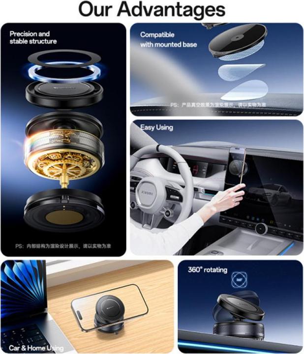 Actual product image Yesido - Car Holder (C227) - Magnetic Vacuum Suction Cup, for Dashboard, 360, 16N, Universal - Black