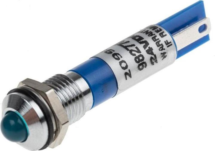 Produktbild RS PRO LED erhaben 8mm chrom 24Vdc blau