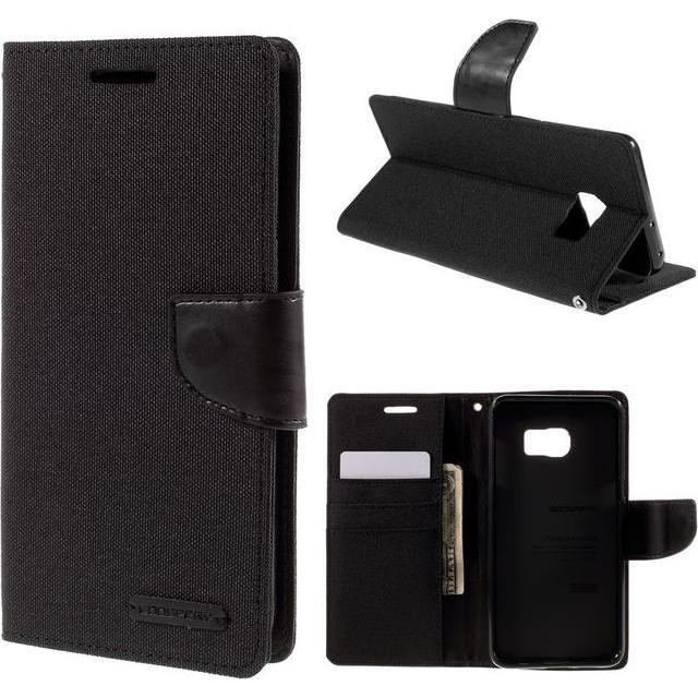 Goospery Canvas Diary Series (Samsung Galaxy S6 Edge), Smartphone Hülle, Schwarz