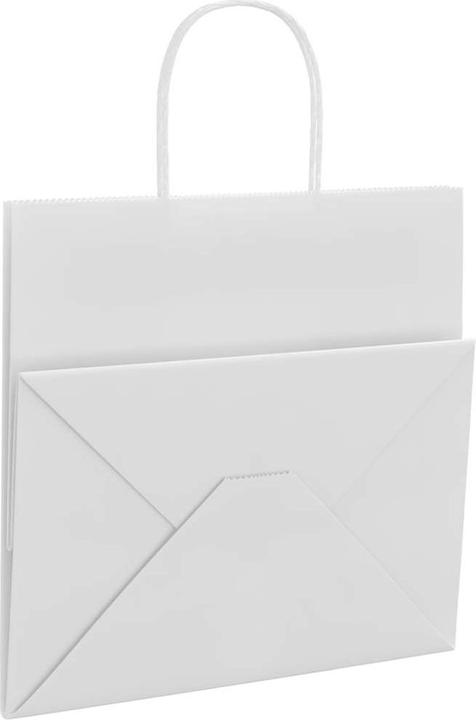 Produktbild vidaXL Kraftpapiertüten 250 Stk. mit Henkel Weiss 26x17x25 cm Papiertüte (Geschenktüte, 250 x)