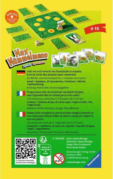 Produktbild Ravensburger Max Mümmelmann (Deutsch, Französisch, Italienisch, 2 - 4 Spieler)